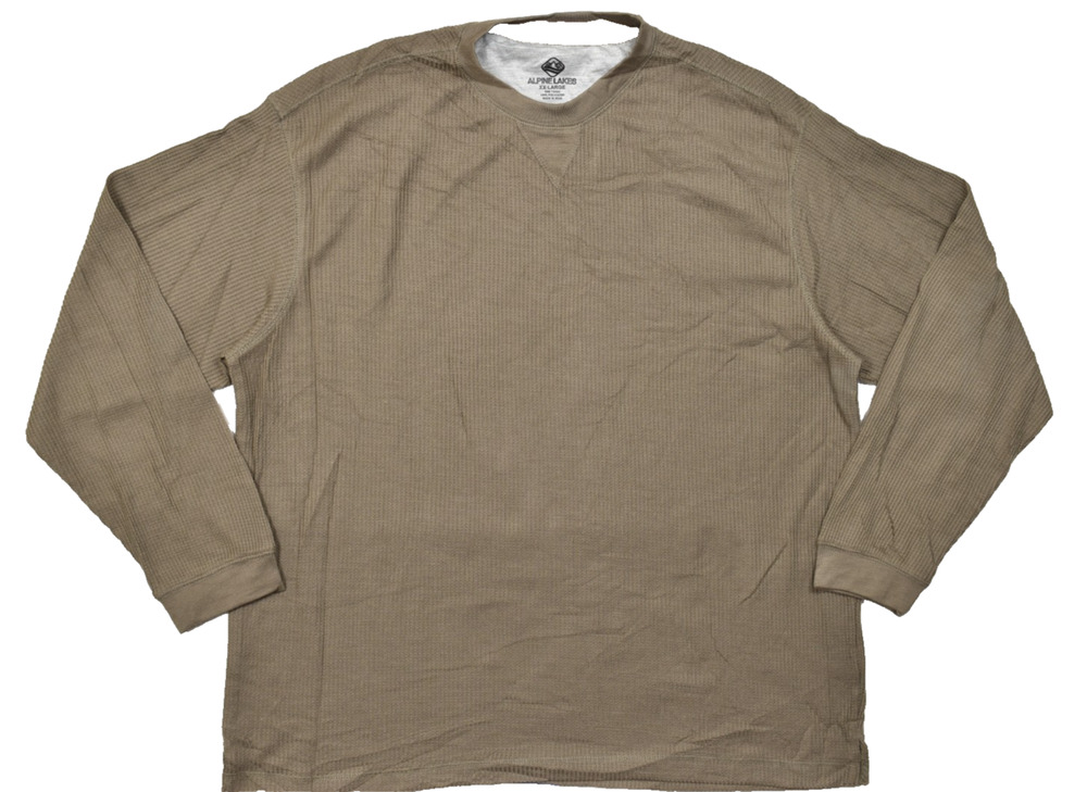 Alpine Lakes Men's XX-Large Brown Waffle Knit Performance Long Sleeve Tee Shirt